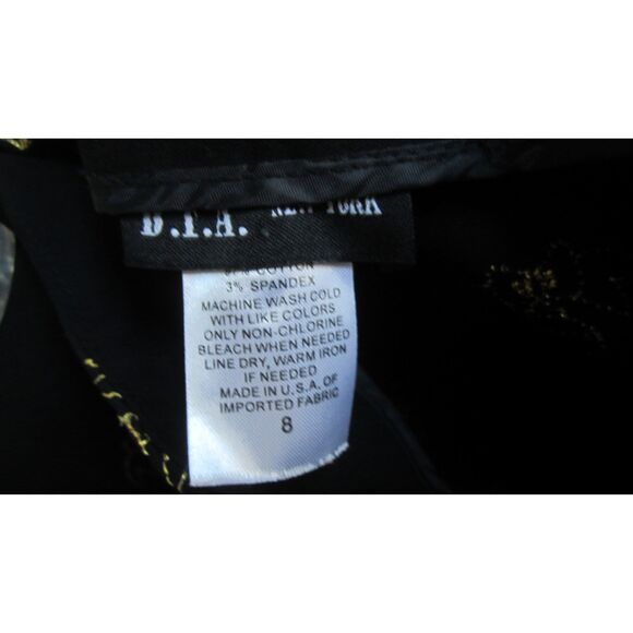 FESTIVE BLACK PANTS WITH GOLD METALLIC THREAD CHRISTMAS BALLS & BOWS SIZE 8 - Picture 5 of 5